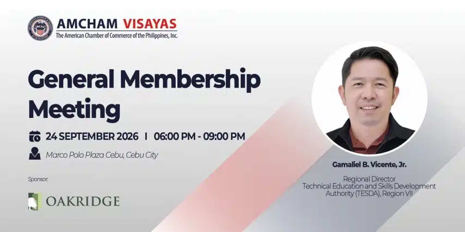 AmCham Visayas poster for a General Membership Meeting at Marco Polo Plaza Cebu